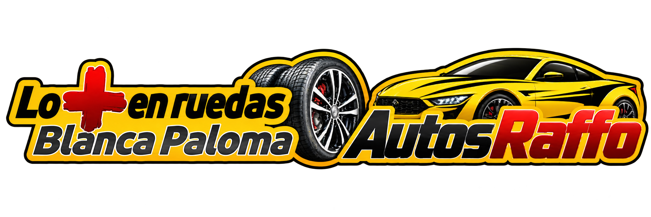 Logotipo automotriz Lo+ en ruedas AutosRaffo